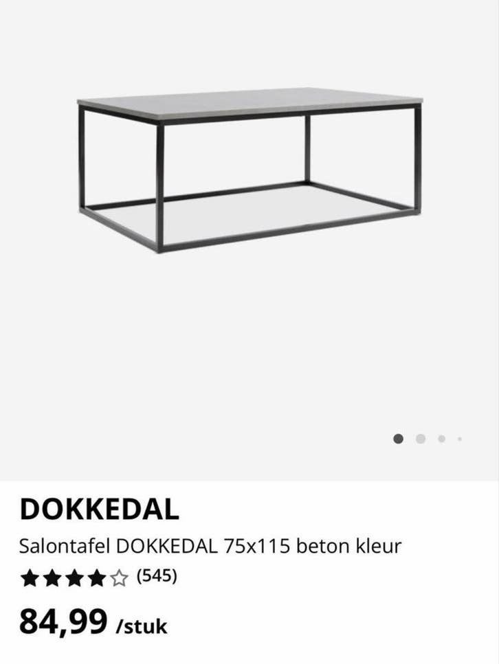 Salontafel JYSK -betonkleur/zwart – 115 x 75 cm, Huis en Inrichting, Ophalen, 50 tot 100 cm, 100 tot 150 cm, Zo goed als nieuw