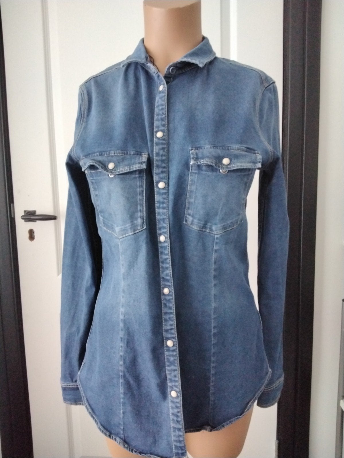 Esprit denim blouse maat L in perfecte staat, Blauw, Maat 42/44 (L), Ophalen of Verzenden, Zo goed als nieuw