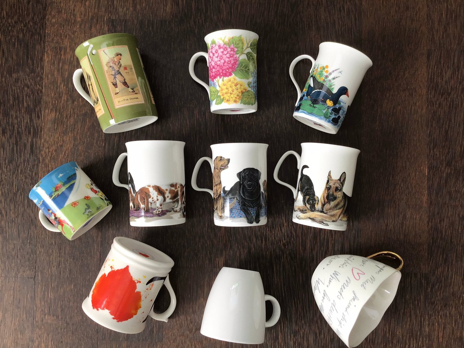 10 Bekers - Honden - Golf - Love - Hortensia - souvenir etc., Ophalen of Verzenden, Zo goed als nieuw, Overige stijlen, Kop(pen) en/of Schotel(s)