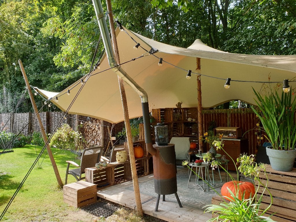 Stretchtent huren of kopen nieuw en gebruikt  handmade in NL, Overige typen, 6 meter of meer, Zo goed als nieuw, 2 meter of meer