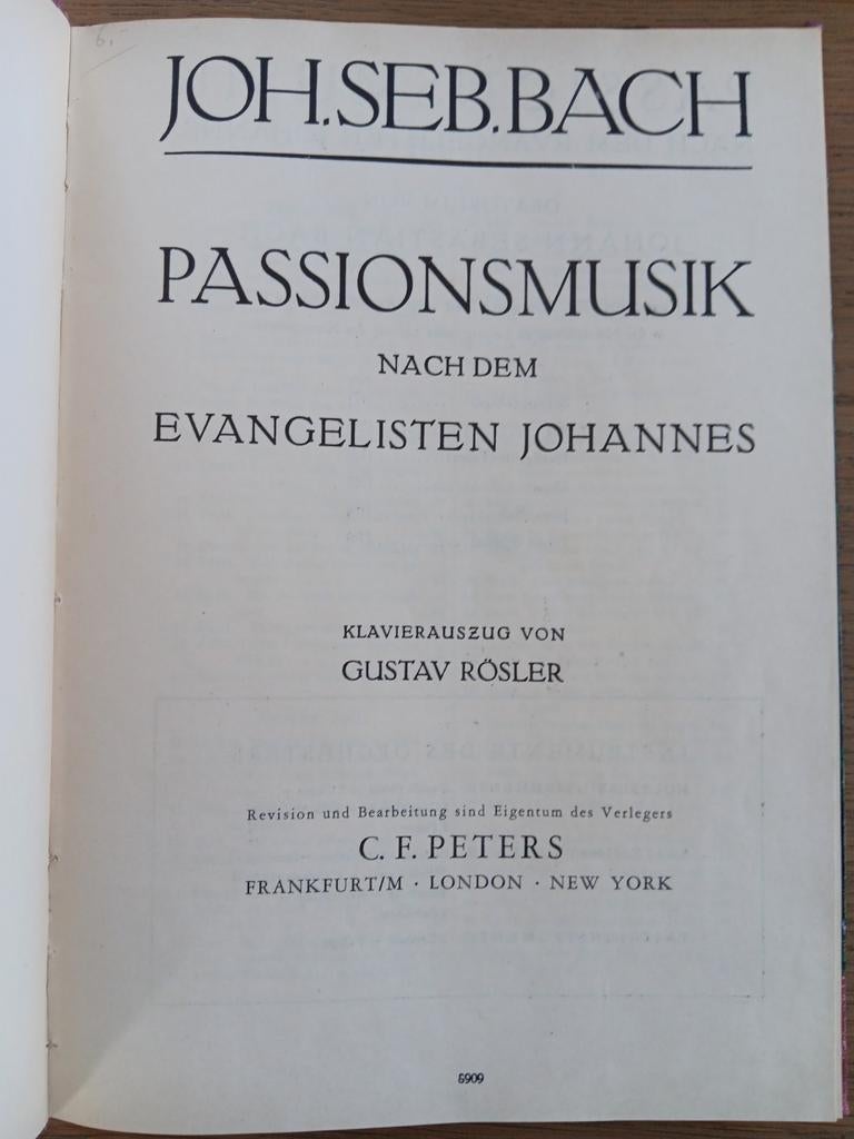 J.S. Bach - Johannes Passion - Bladmuziek met harde kaft, Gebruikt, Klassiek, Ophalen of Verzenden, Koor