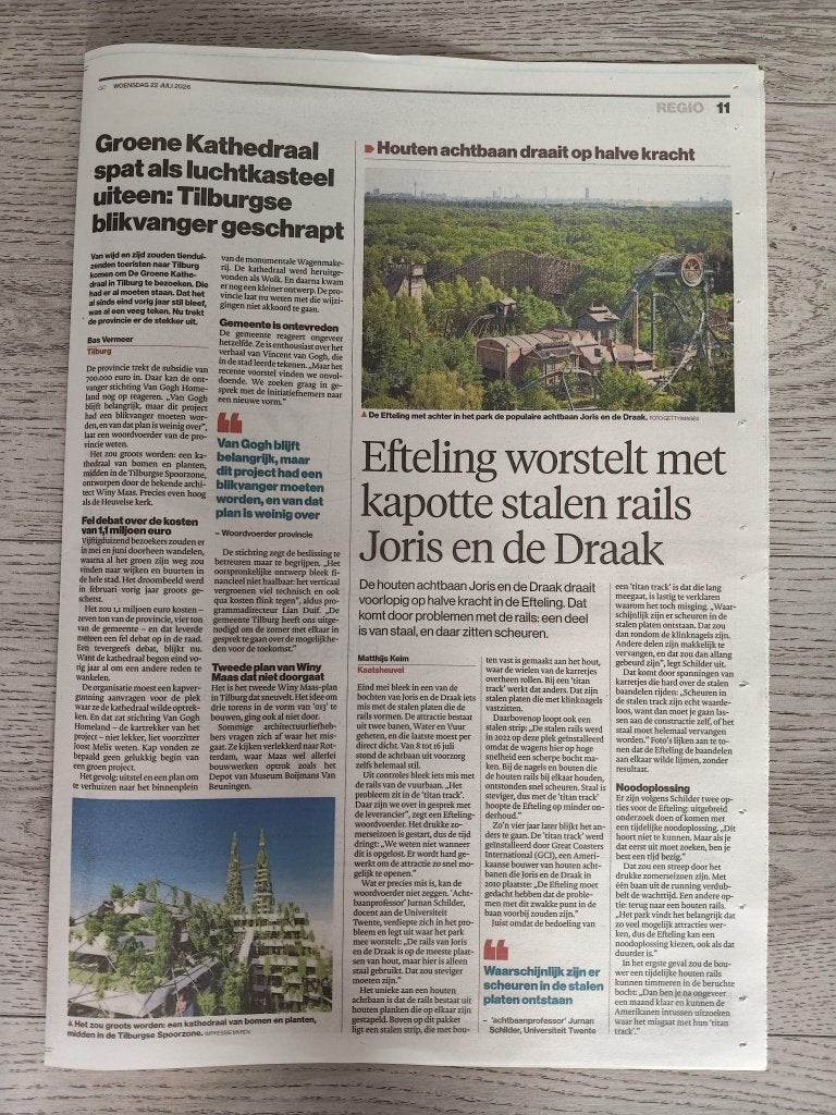 Efteling Joris en de Draak krantenartikel ED 22-7-2026, Verzamelen, Efteling, Verzenden, Nieuw, Beeldje of Poppetje
