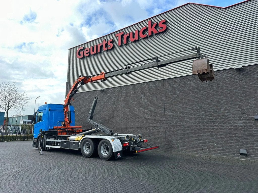 Scania R580 V8 6X4 HAAKARM + ATLAS AK 172.3E KRAAN/KRAN/CRAN, Auto's, Automaat, Euro 6, Scania, Blauw