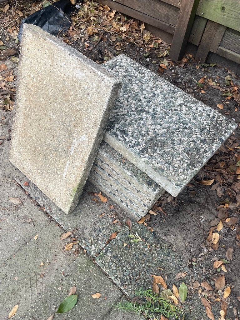 Terrasteges en trottoirtegels, Tuin en Terras, Tegels en Klinkers, Ophalen, Gebruikt, 10 m² of meer, Beton