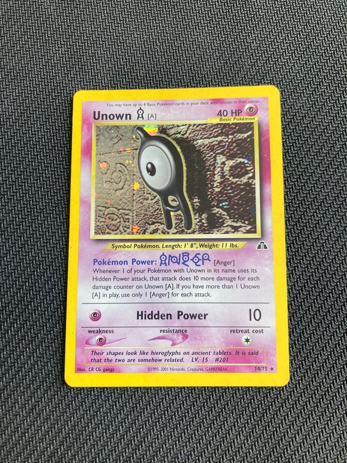 Pokemon kaart Unown A Holo, Ophalen of Verzenden, Zo goed als nieuw