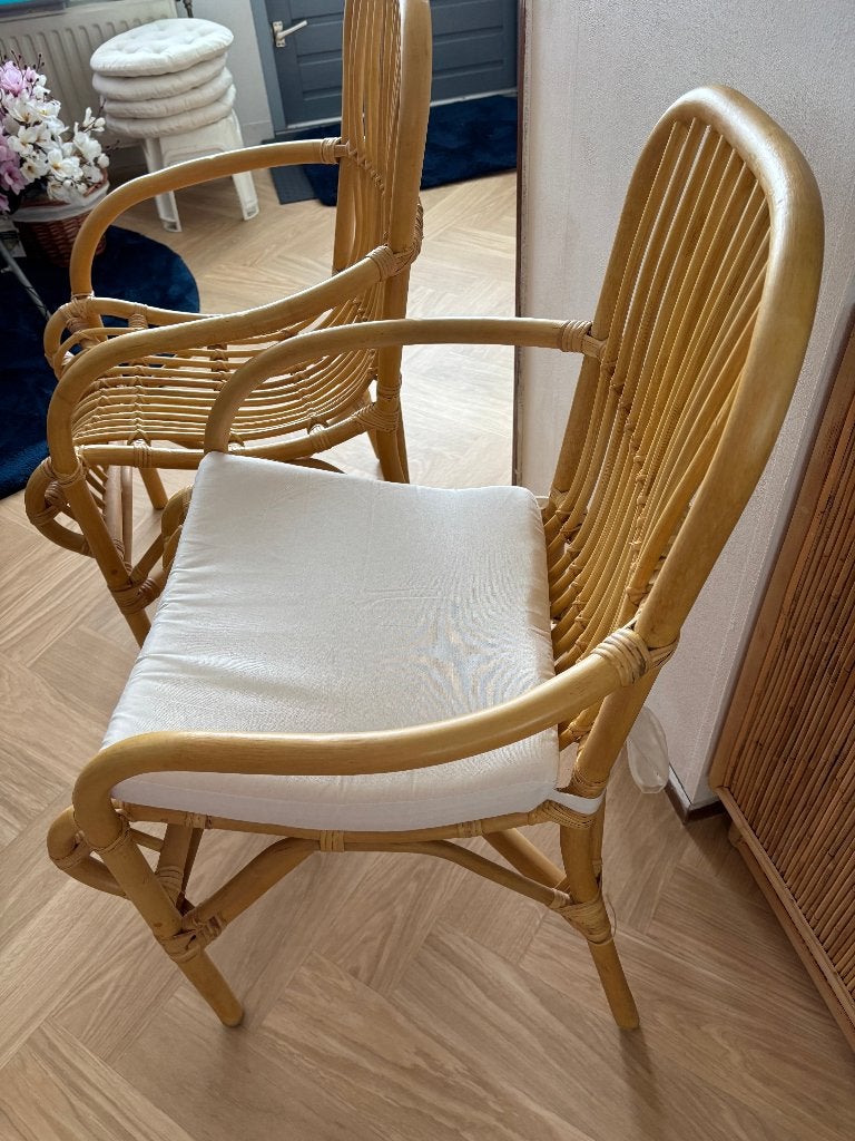 Rotan 4 eettafel stoelen, Ophalen, Overige materialen, 50 tot 100 cm, Zo goed als nieuw