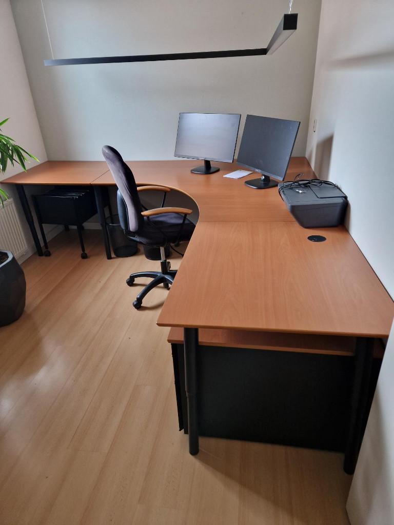 bureau beuken blad, Ophalen, Gebruikt, Oranje, In hoogte verstelbaar