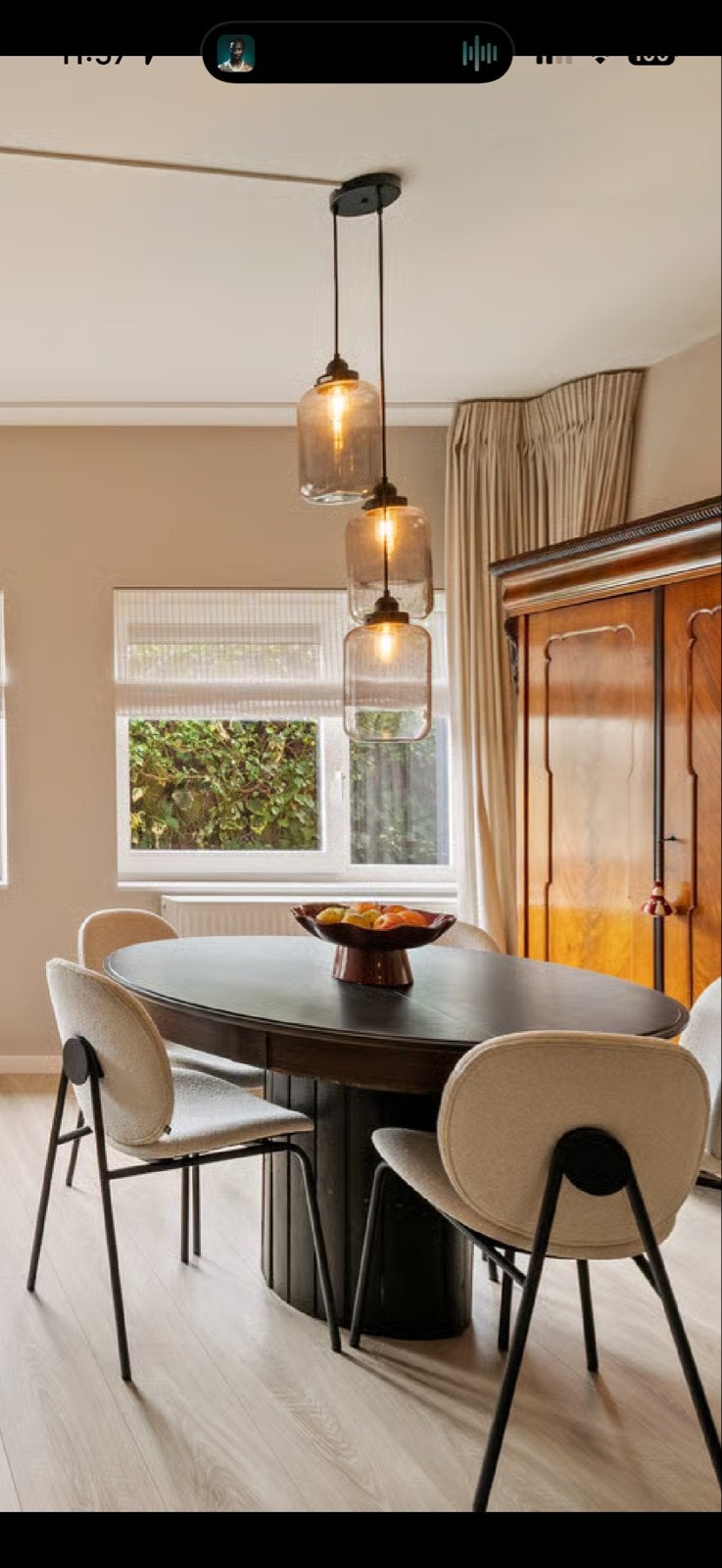 Hanglamp eettafel - 3 glazen kappen - Karwei, Ophalen of Verzenden, Zo goed als nieuw, Glas