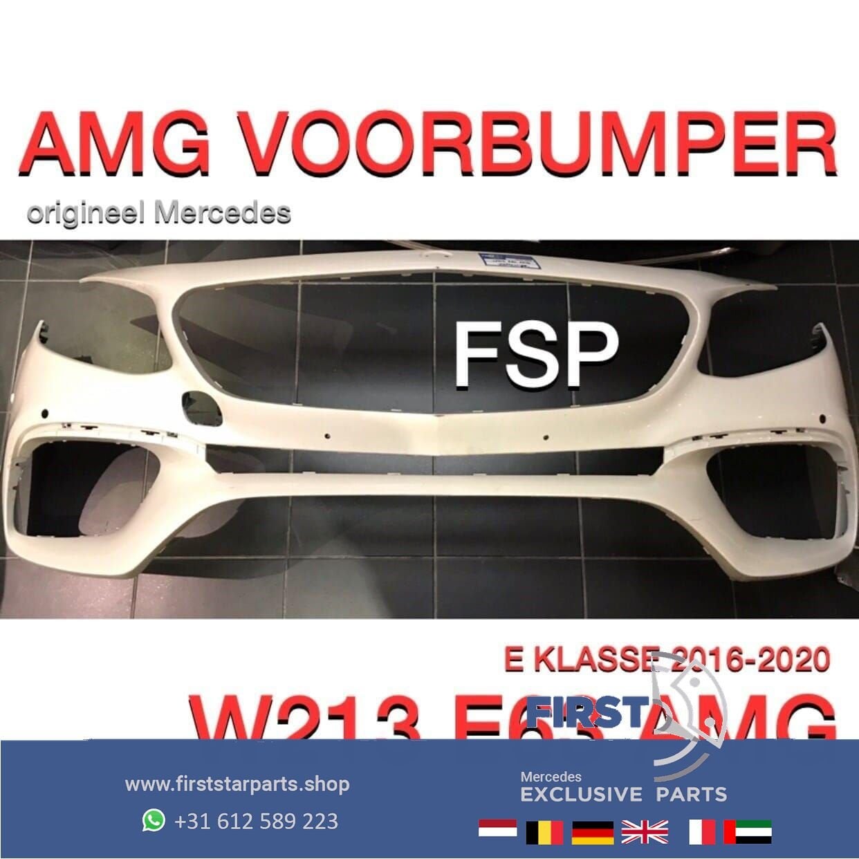 W213 S213 E63 AMG VOORBUMPER Mercedes E Klasse 63 2016-2020, Gebruikt, -, Voor, Ophalen of Verzenden
