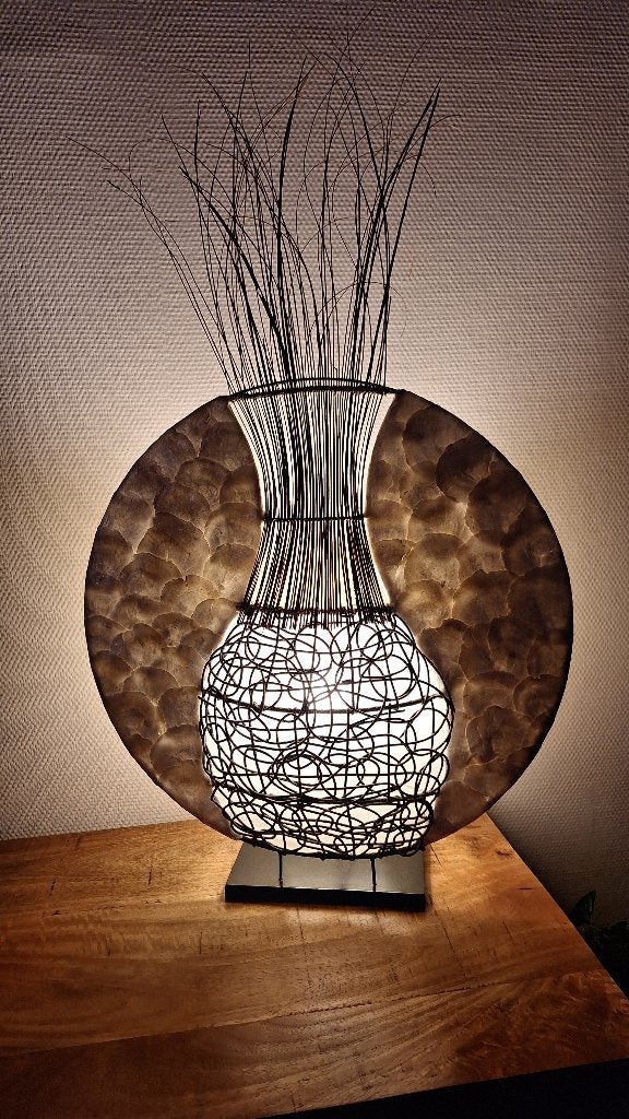 Capiz schelpen lamp met natuurlijke materialen, Overige merken, Met schakelaar, Meerkleurig, Natuurlijk materiaal