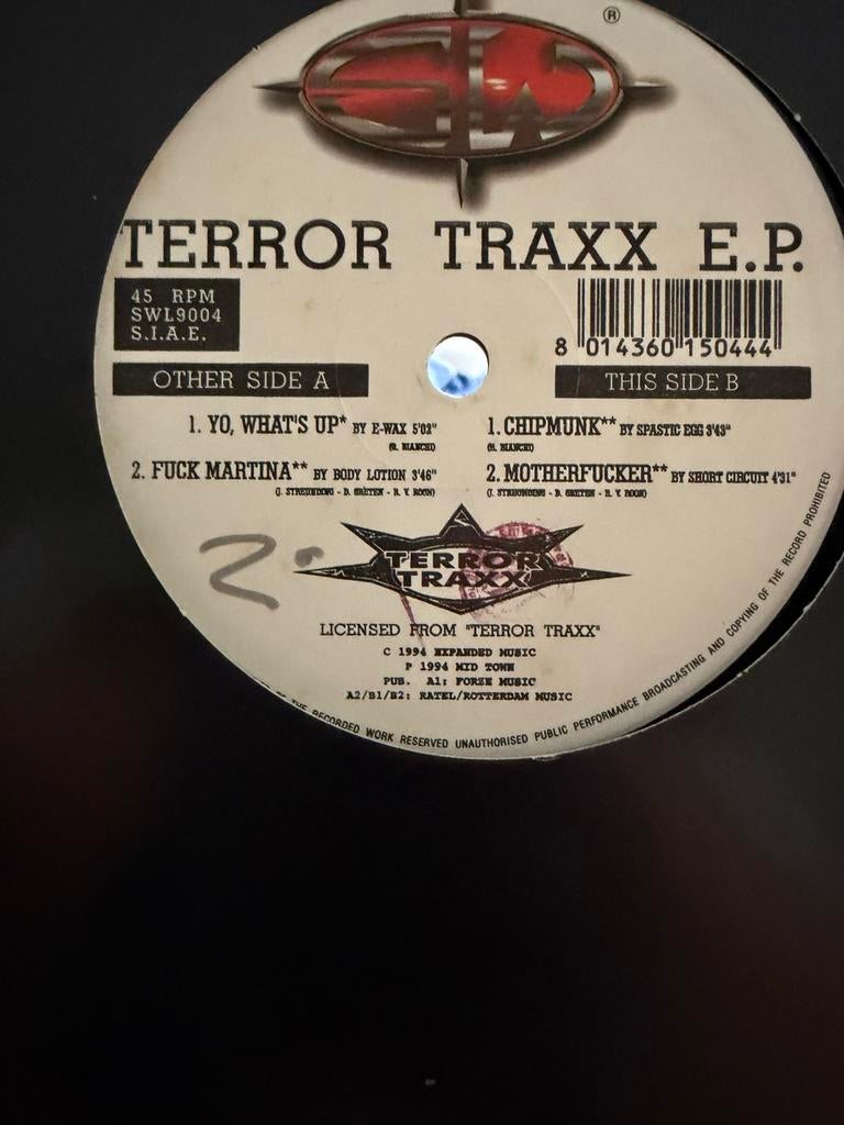 Gabber Vinyl Terror Traxx Sampler, Cd's en Dvd's, Vinyl | Dance en House, Ophalen of Verzenden, Zo goed als nieuw, 12 inch, Ambiënt of Lounge