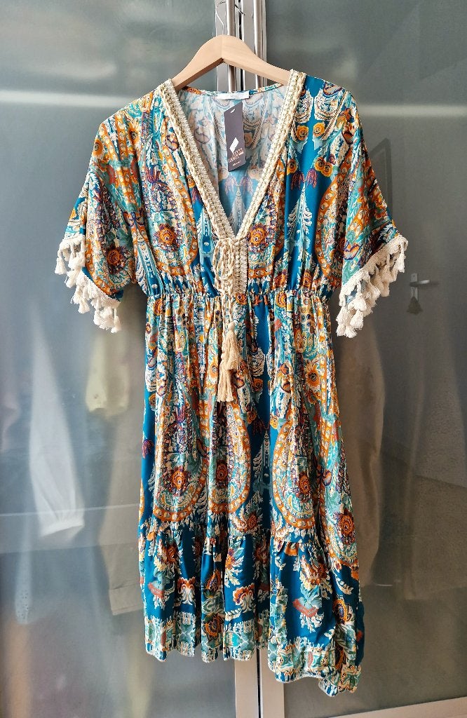 Bohemian Ibiza festival jurk maat L nieuw, Kleding | Dames, Jurken, Maat 42/44 (L), Nieuw, Eccelente, Boven de knie