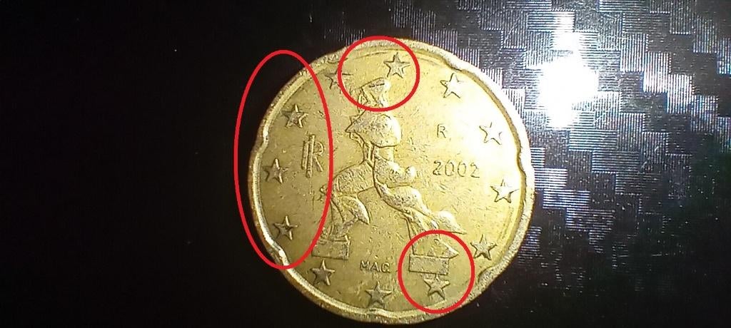 [Mint Error] 20 Eurocent Italië 2002, Postzegels en Munten, Munten | Europa | Euromunten, Ophalen, Italië, 20 cent, Losse munt