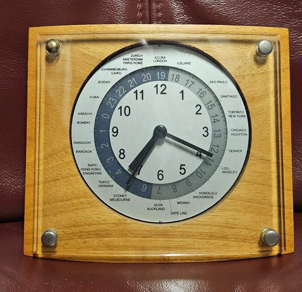Houten Wereldklok Vintage, Antiek en Kunst, Ophalen of Verzenden