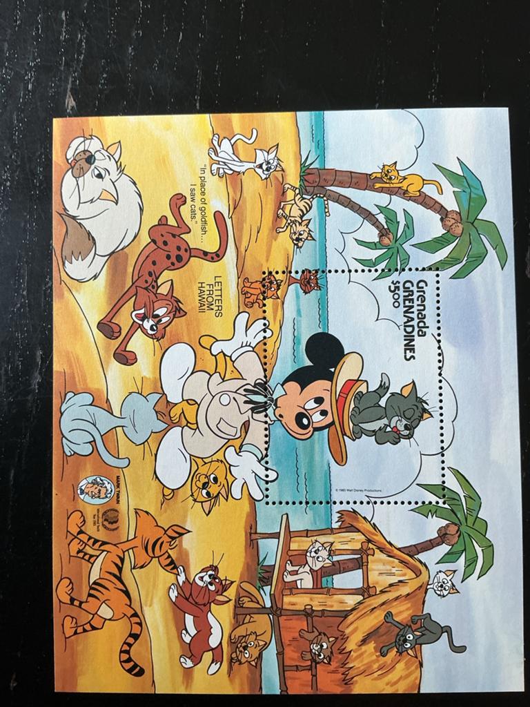 Grenada Grenadines Disney Mickey Mouse Katten Postzegel, Ophalen of Verzenden, Postfris