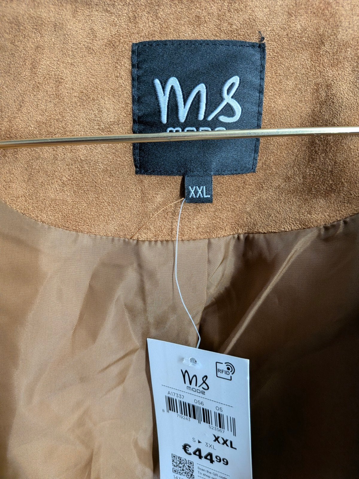 MS Mode suèdelook gilet XXL bruin boho western bloemen, Bruin, Ms mode, Maat 42/44 (L), Nieuw
