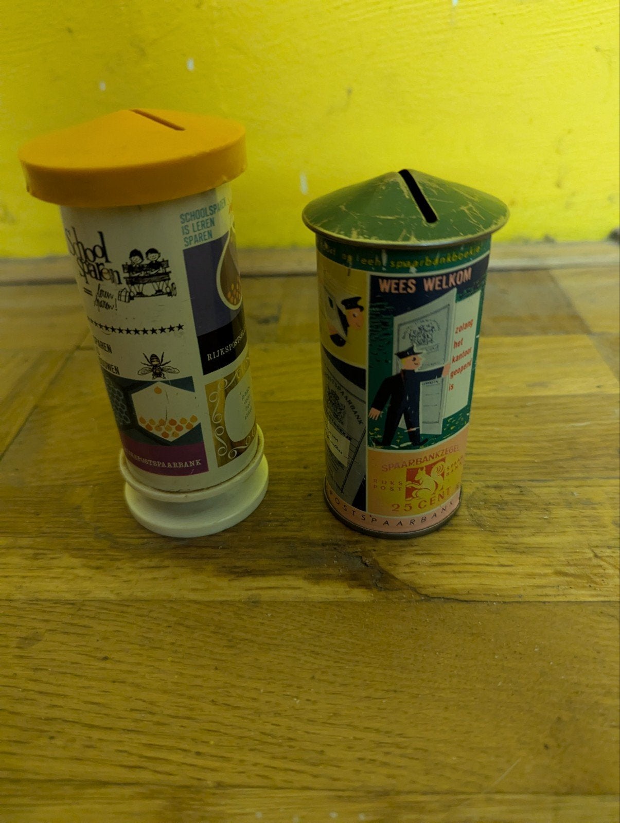 Vintage blikken: Zwitsal babypoeder, spaarpotten, Verkade, Ophalen of Verzenden, Gebruikt, Overige, Overige merken