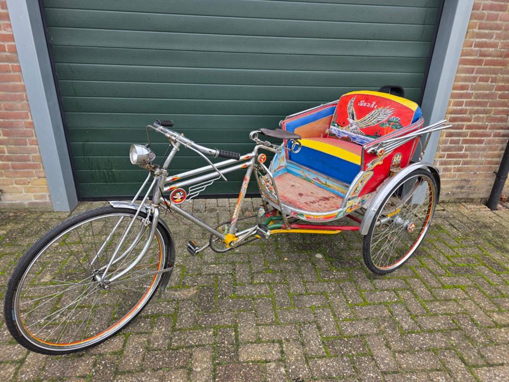 Unieke Riksja - Fietstaxi met Passagierszitje, Ophalen of Verzenden, Gebruikt, Velgrem, Onbekend