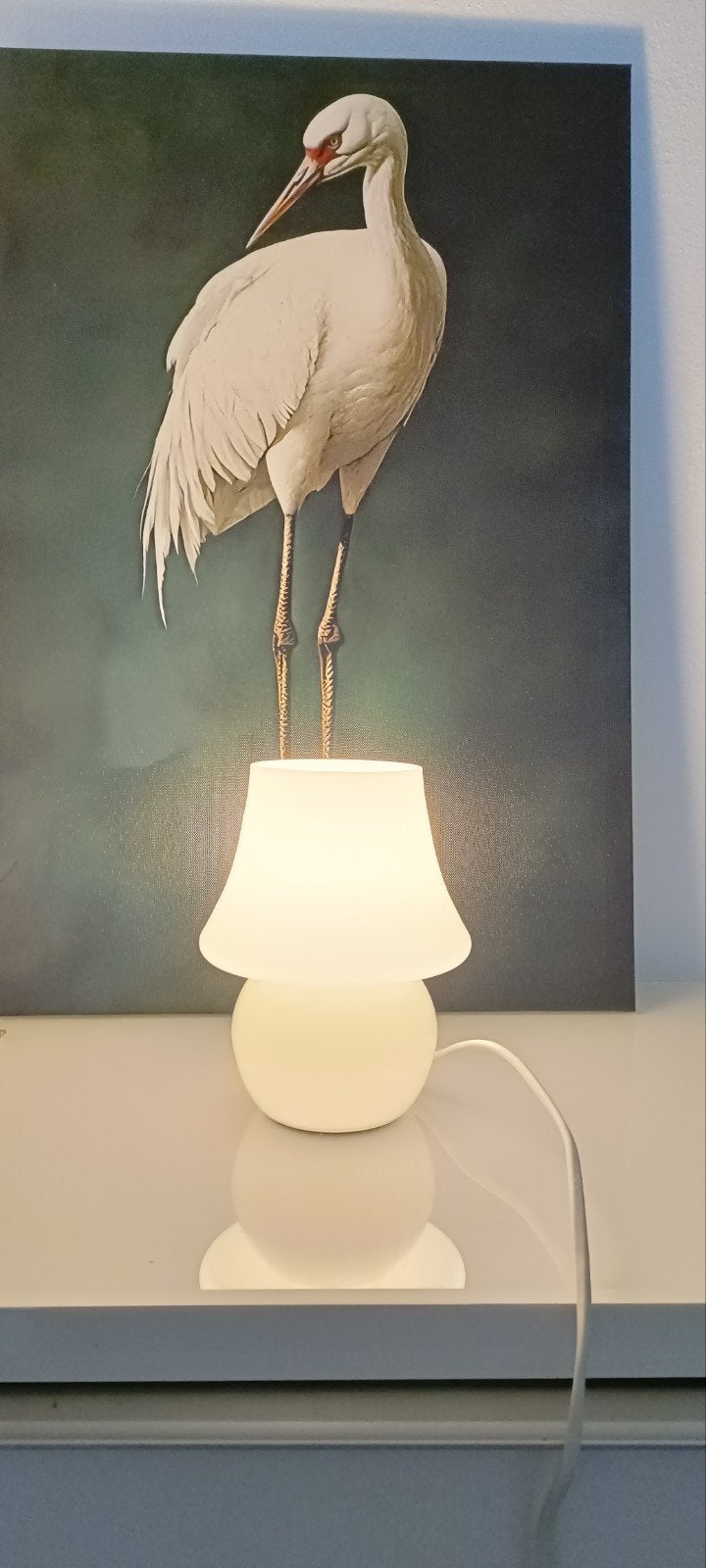 Vintage Paddestoellampje - Sfeervolle Tafellamp, Met schakelaar, Wit, Overige merken, Gebruikt