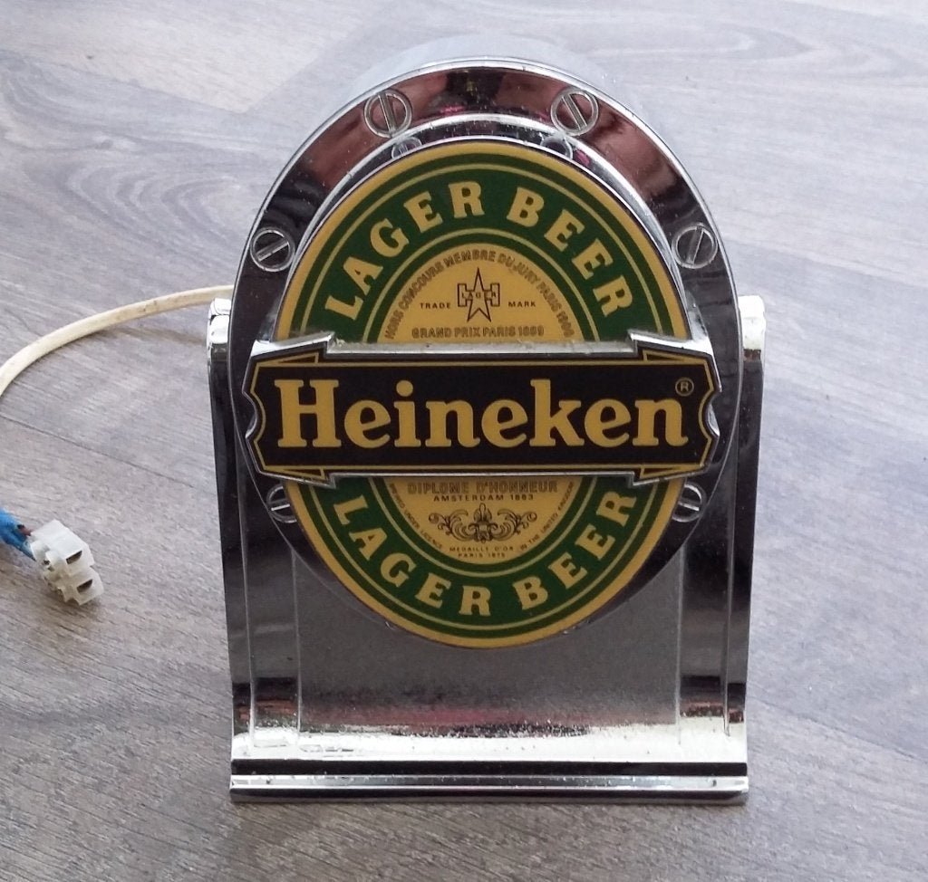 Jaren 90 Heineken Bier Licht Reclame Bak Houder Tafel Model, Ophalen of Verzenden, Gebruikt, Reclamebord, Plaat of Schild, Heineken