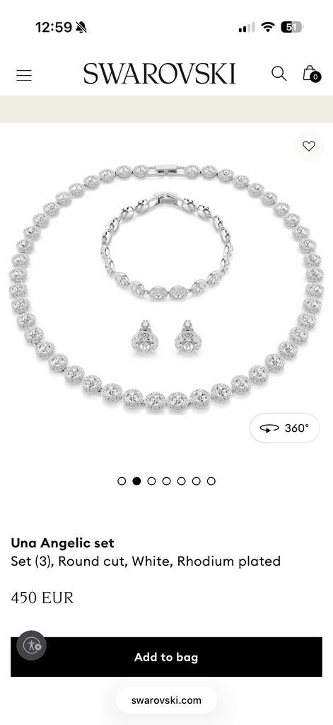 Swarovski Una Angelic Set: Ketting, Armband & Oorbellen, Sieraden, Tassen en Uiterlijk, Kettingen, Overige materialen, Nieuw, Zilver