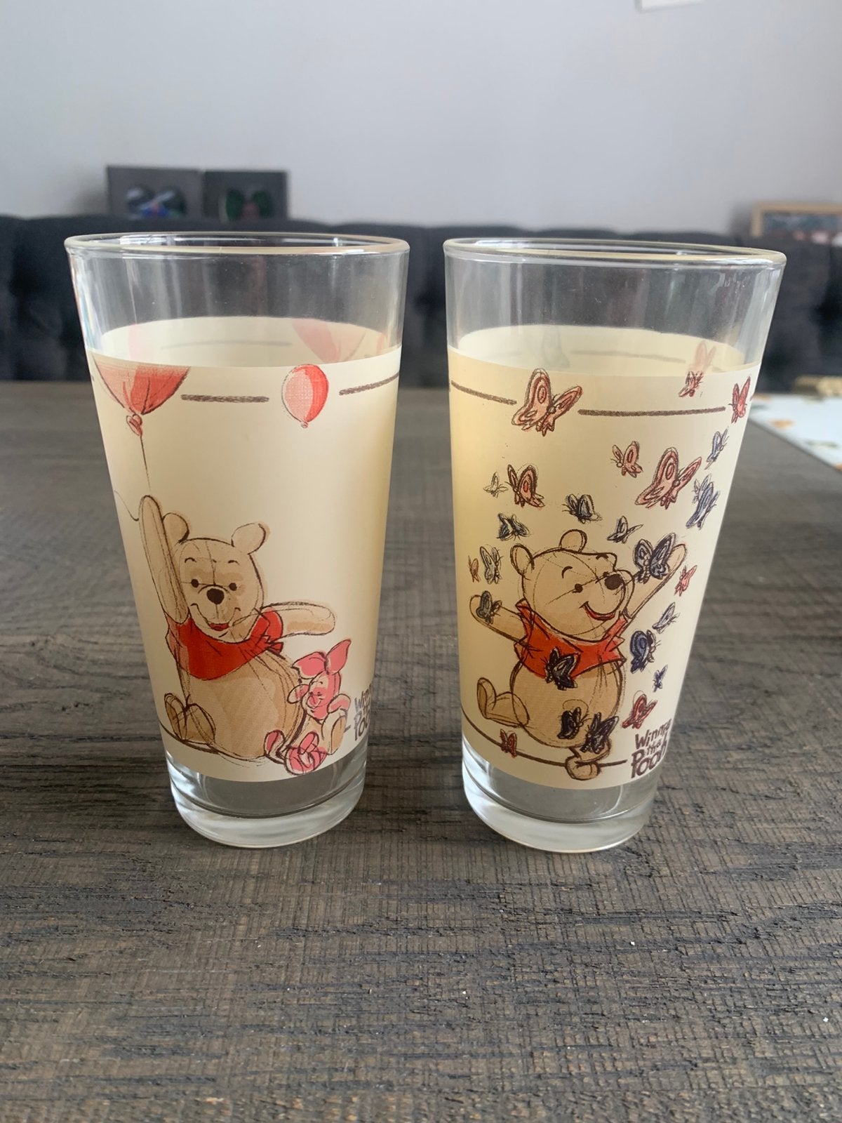 Originele collectors items, 7 stuks Winnie the Pooh glazen, Huis en Inrichting, Glas of Glazen, Nieuw, Ophalen of Verzenden, Glas