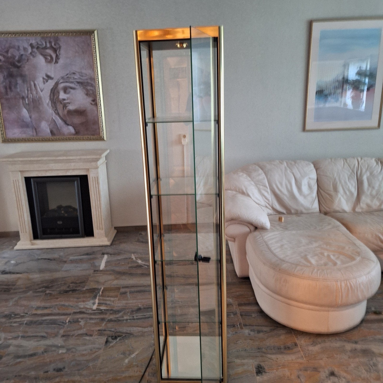 Glazen Vitrinekast 185x38x38 cm met Verlichting, Minder dan 50 cm, Ophalen of Verzenden, Glas, 150 tot 200 cm