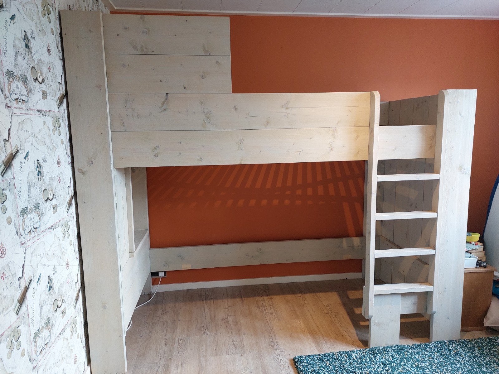 Hoogslaper steigerhout incl lattenbodem, Kinderen en Baby's, Kinderkamer | Stapelbedden en Hoogslapers, Ophalen, Zo goed als nieuw