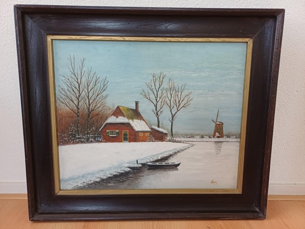 Schilderijen olieverf (1 koop), Antiek en Kunst, Kunst | Schilderijen | Klassiek, Ophalen, Doek, Landschap, Olieverf