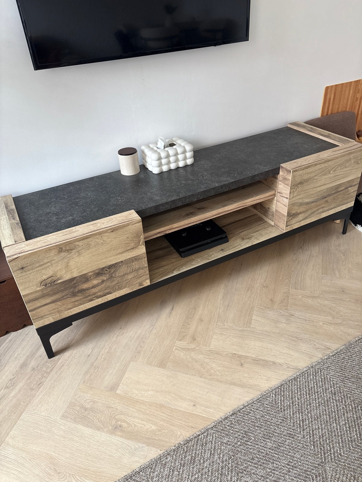 tv-meubel met 2 lades - zo goed als nieuw mag gelijk weg, 100 tot 150 cm, Ophalen of Verzenden, Zo goed als nieuw, Minder dan 100 cm