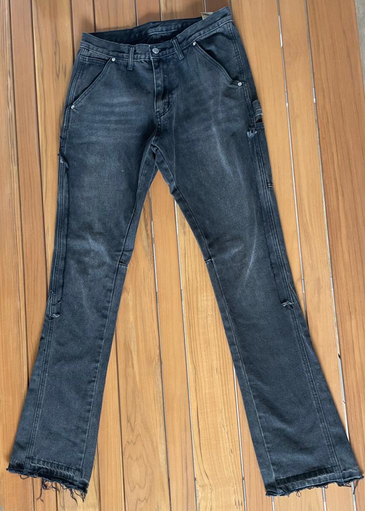 Zwarte flared jeans met rafels - Maat S, Ophalen of Verzenden, Zo goed als nieuw, Zwart