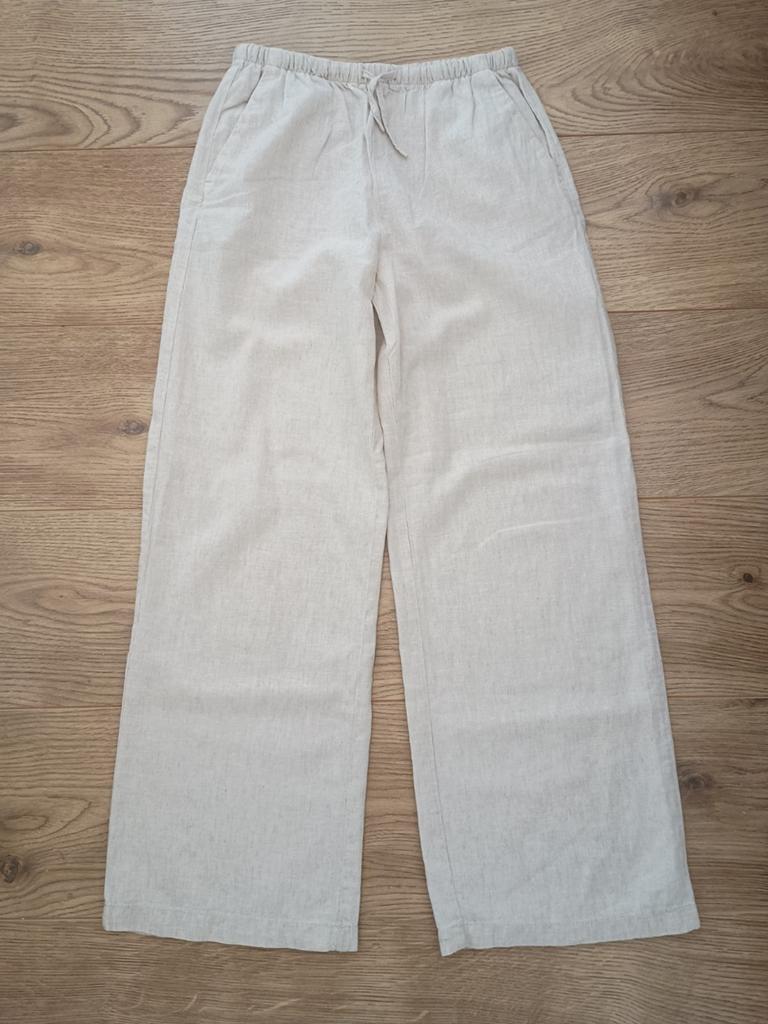 H&M Beige Linnen Broek Meisje Maat 146, Kinderen en Baby's, Kinderkleding | Maat 146, Broek, Meisje, H&M, Ophalen of Verzenden