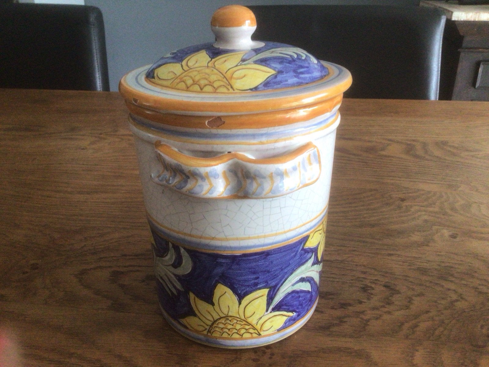 Decoratieve Pot met Deksel - Zonnebloem Design, Ophalen of Verzenden