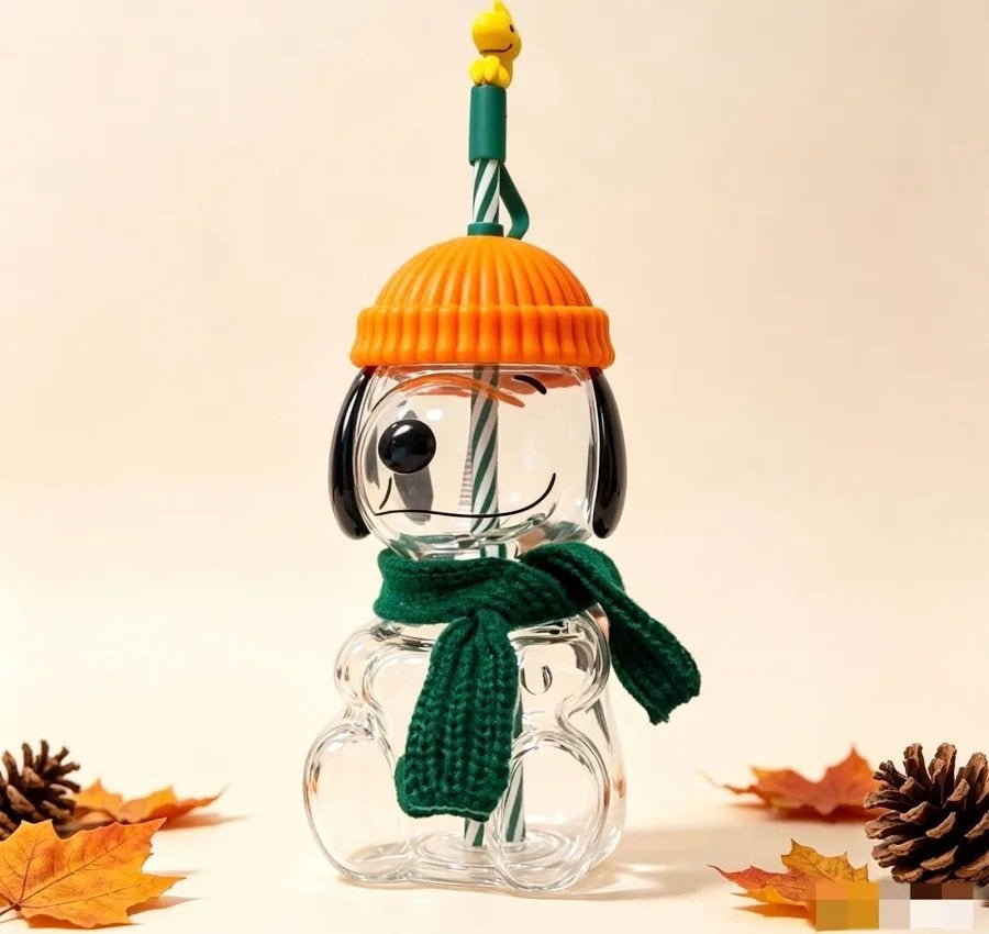 Leuke Snoopy drinkfles met muts en sjaal, Ophalen, Meerkleurig, Overige stijlen, Nieuw