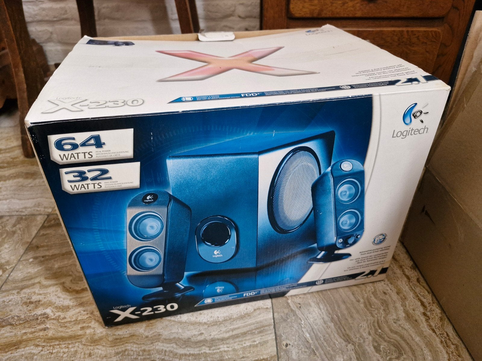 Logitech X-230 2.1 Speaker Systeem -Inclusief Originele Doos, Ophalen of Verzenden, Gebruikt, Audiokanaal 2.1, Logitech