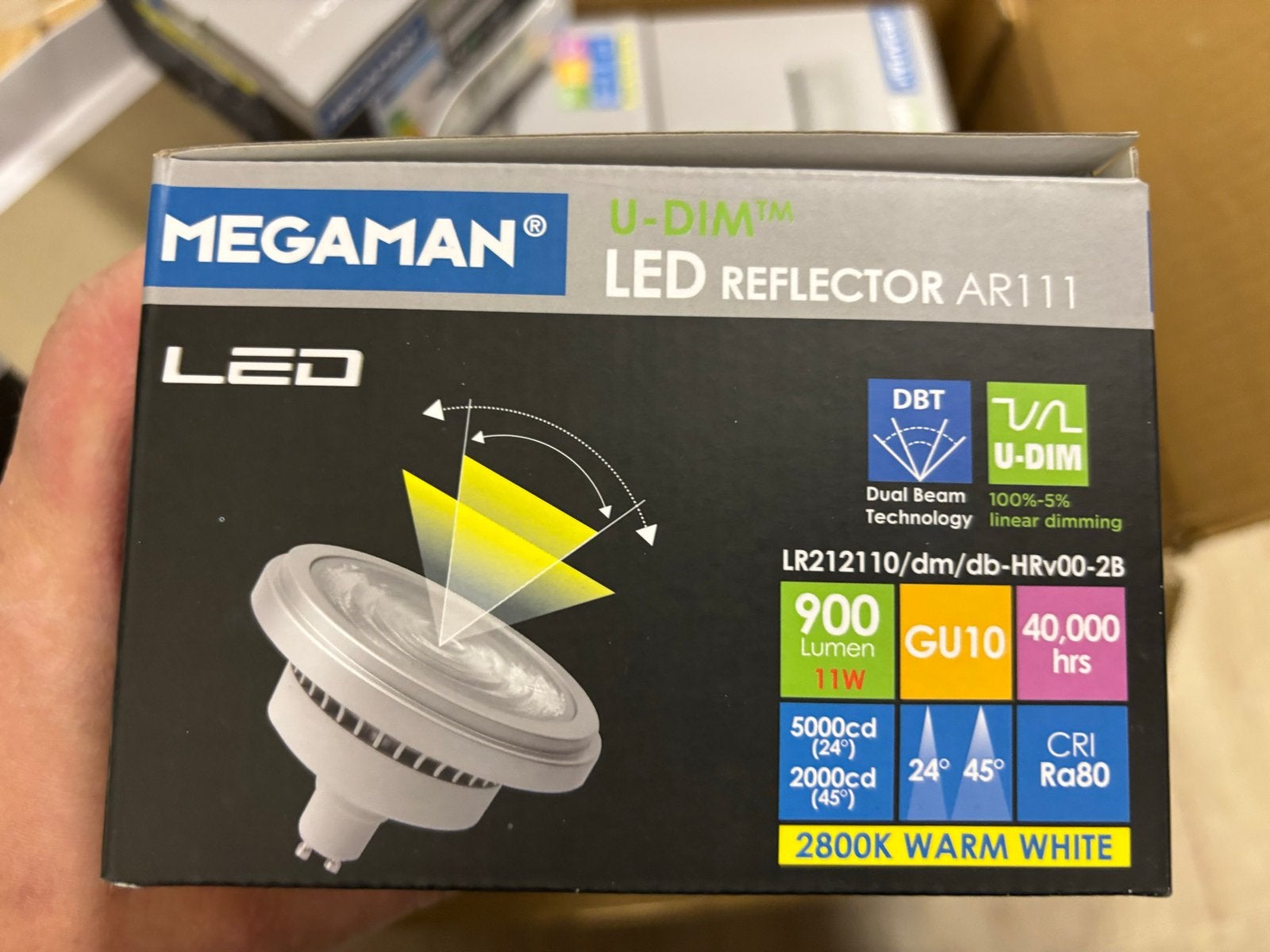 Megaman U-DIM LED Reflector AR111 GU10 11W Warm Wit Dimbaar, Led-lamp, GU10, Dimbaar, Nieuw