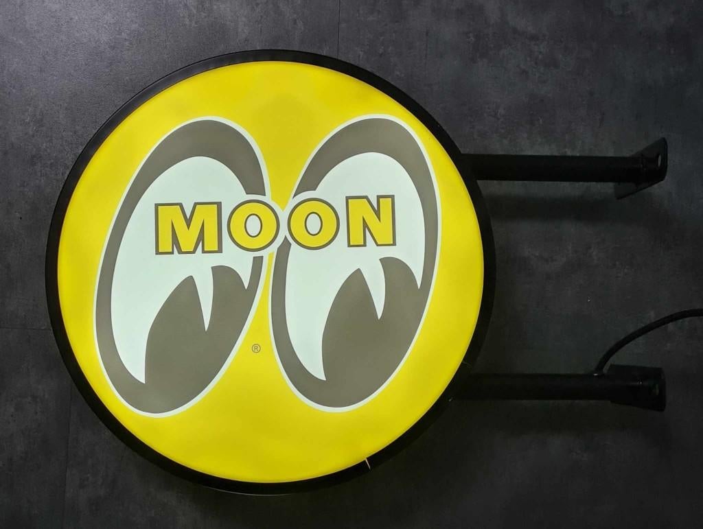 Moon eyes dubbelzijdige wand reclame uithangbord decoratie, Reclamebord, Ophalen of Verzenden, Info@americansaleshop.nl, USA lampen