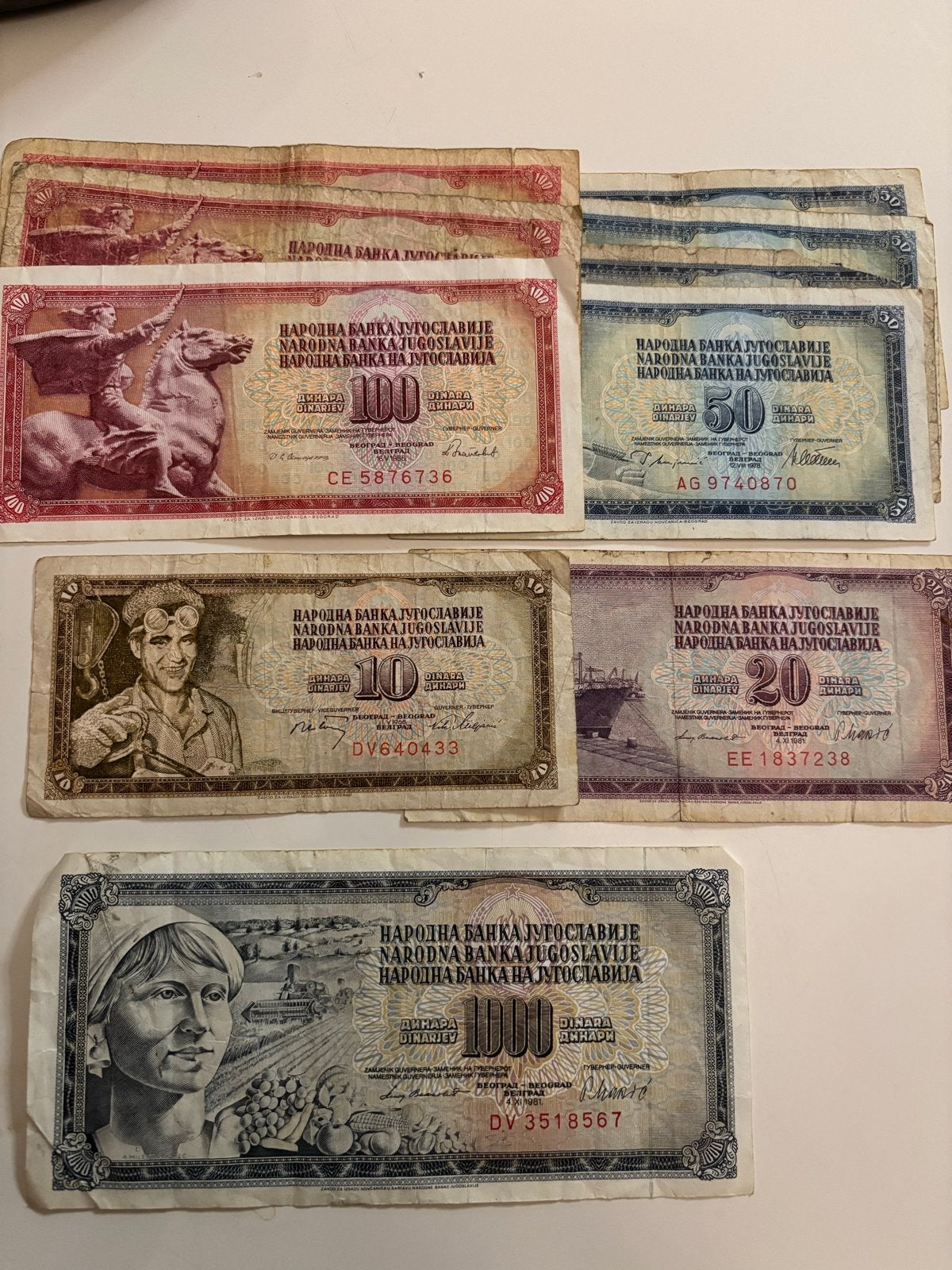 Setje Joegoslavische dinar bankbiljetten, Ophalen of Verzenden, Euro's, Setje
