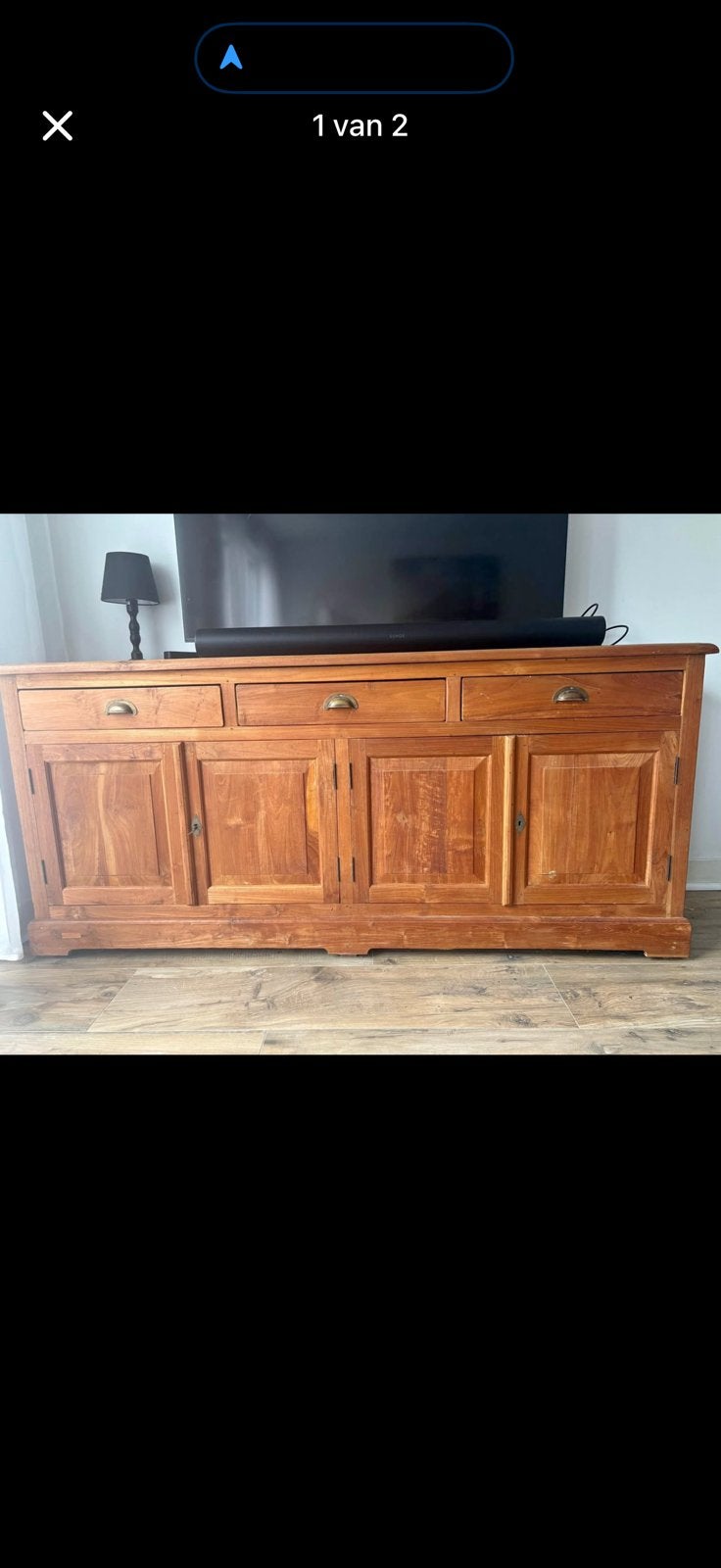 Dressoir teak met 3 lades, Gebruikt, Met deur(en), 150 tot 200 cm, Teakhout