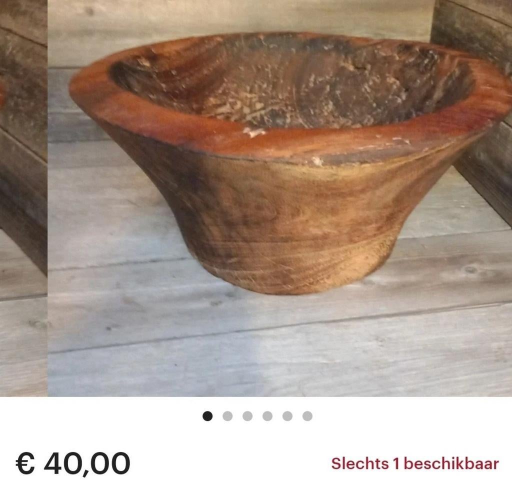 Houtsnijwerk vaas fruitschaal decoratie, Ophalen, Schaal, Rond, Zo goed als nieuw