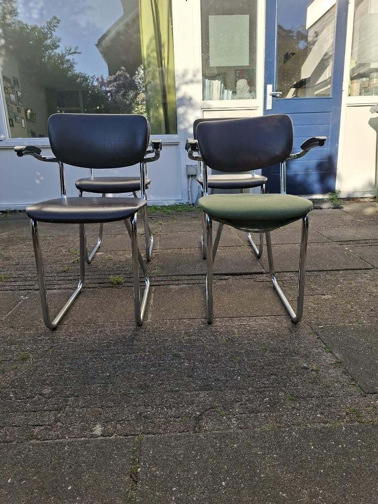 4 stoelen gispenstijl gebruikt  zacht prijsje, Huis en Inrichting, Stoelen, Ophalen, Gebruikt, Bruin, Leer