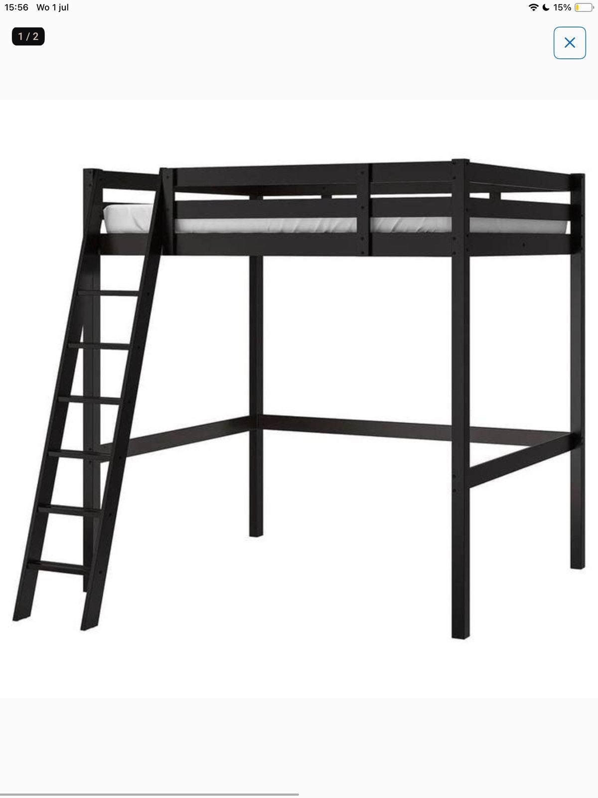 Ikea hoogslaper, Ophalen, Eenpersoons, Zo goed als nieuw, 90 cm