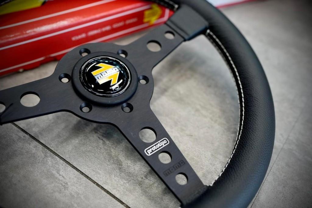 Momo Prototipo leder stuur sportstuur 320mm zilver zwart, Ophalen of Verzenden