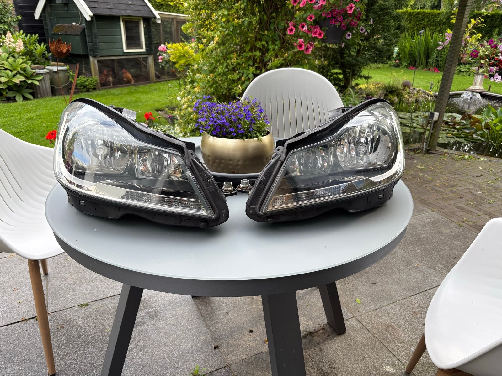 Mercedes-Benz C-Klasse W204 Koplampen (Set 2011 tot 2014 H7), Ophalen of Verzenden, Gebruikt, Mercedes-Benz