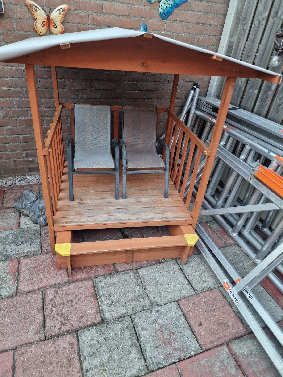 Houten speelhuisje met zandbak voor kinderen, Ophalen of Verzenden, Gebruikt