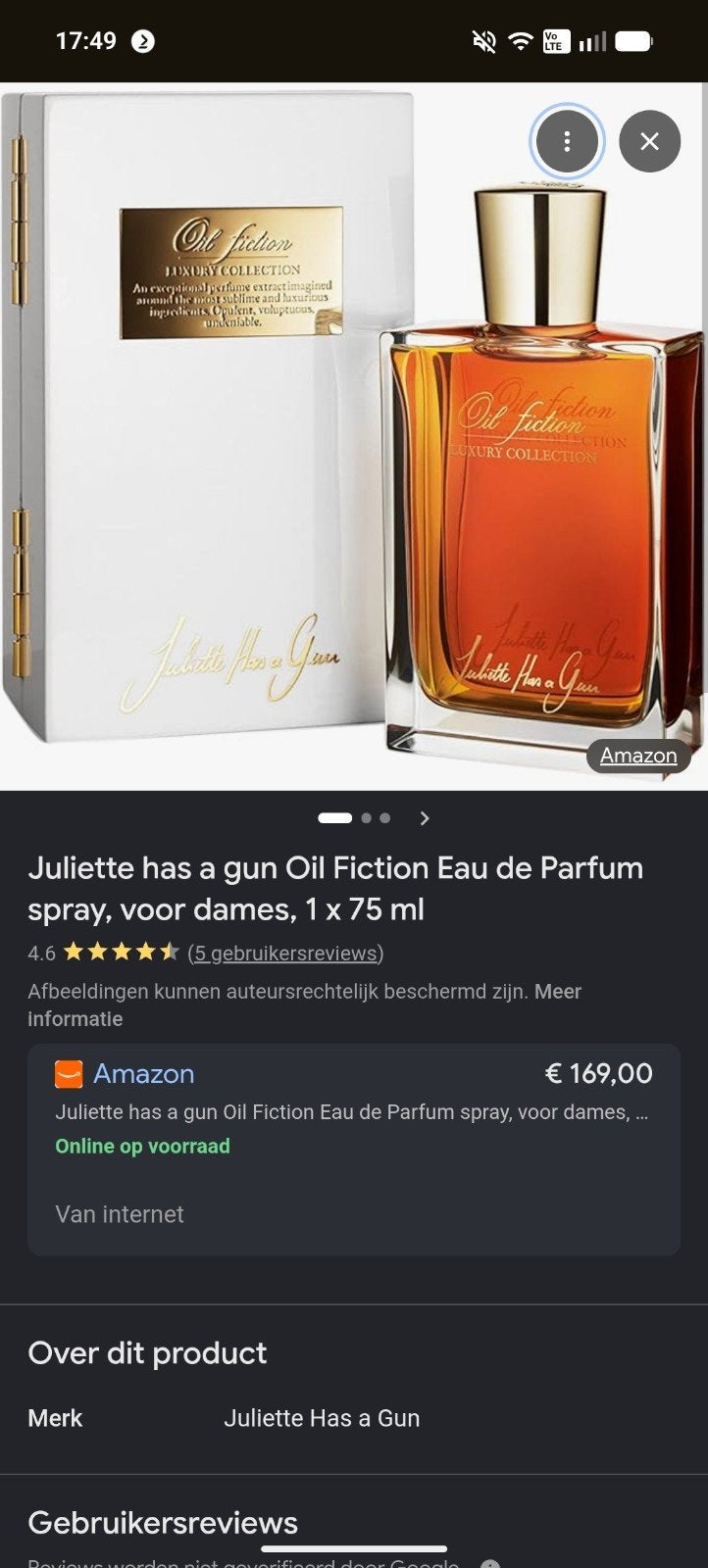 Juliette Has a Gun Oil Fiction Eau de Parfum 75ml Niche, Ophalen of Verzenden, Zo goed als nieuw