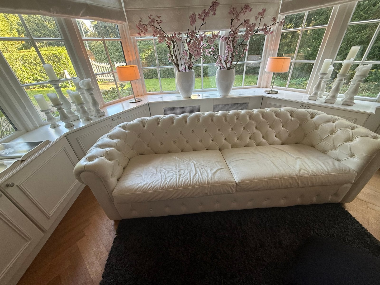 Jan des Bouvrie Chesterfield Bank, Fauteuils, Poef, Ophalen, Zo goed als nieuw, Leer, Chesterfield