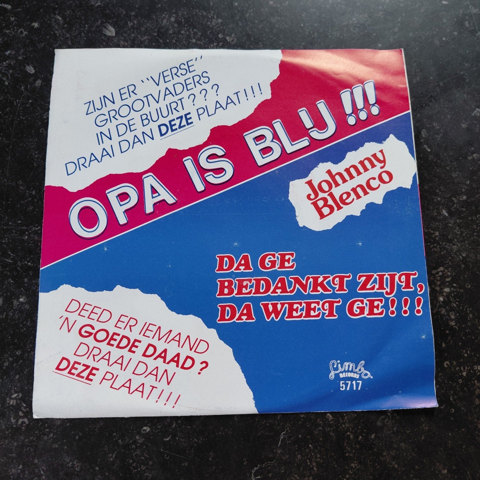 Johnny Blenco - Opa is Blij!!! (Vinyl Single), Gebruikt, 7 inch, Ophalen of Verzenden, EP