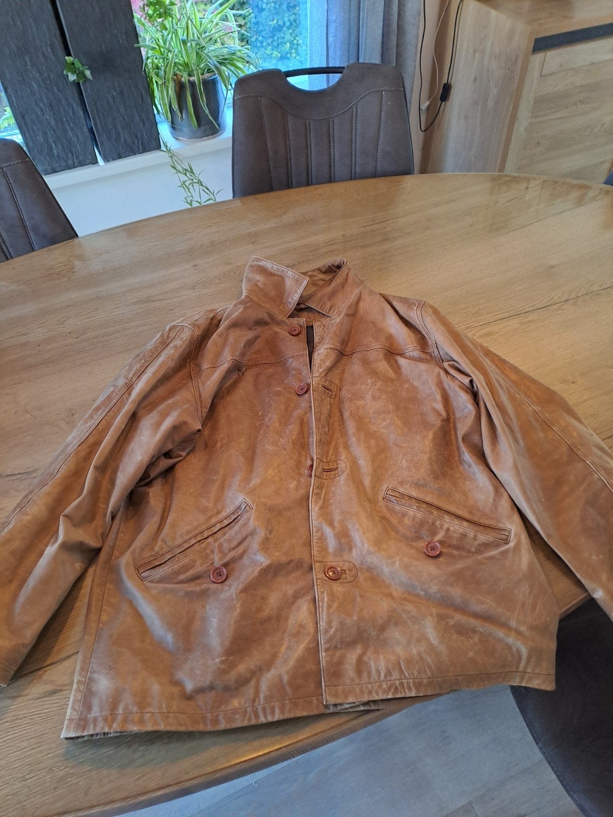 Vintage Chevirex Leren Jas Heren - Maat XL - Goede Staat, Bruin, Maat 56/58 (XL), Ophalen of Verzenden, Chevirex