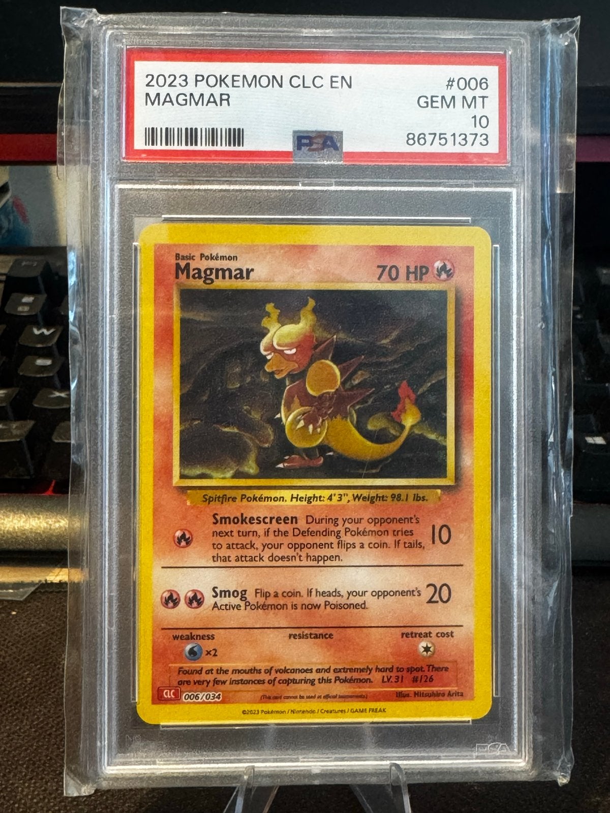 Magmar #006 PSA 10 Gem Mint Pokémon Kaart, Ophalen of Verzenden, Zo goed als nieuw, Losse kaart